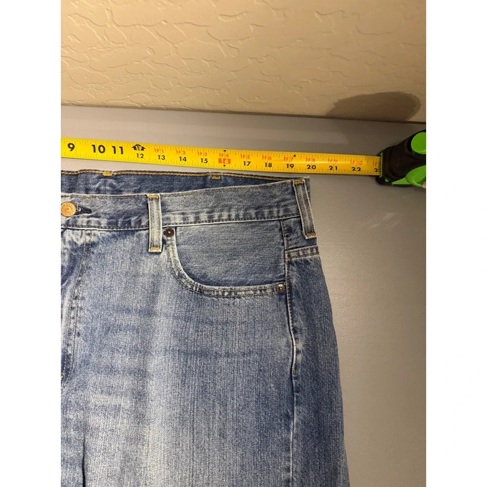 Levis 569 Loose Straight Jeans Mens 38x26 Medium Wash Blue Denim Hemmed H0606